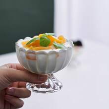 6oz Retro Glass Ice Cream Bowl With Sturdy Base, Suitable For Sundaes, Fruits, Ice Cream, Snacks, Condiments,School Supplies