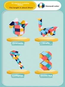 3D Magic Ruler Puzzle Toys, Twist Cube Transforming Puzzle Educational Sensory Toys, STEAM Montessori Foldable Magic Ruler, Children Gift For Boys & Girls - Multicolor - View 5