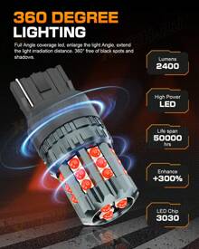 XWQHJW 2x XWQHJW 7443 7440 Brake Tail Stop Light Red Flash Strobe Blinking LED Bulbs US