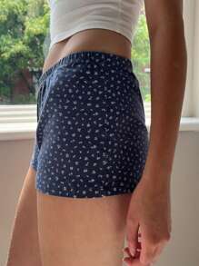 Women's Summer Casual Pajama Shorts Loose Lounge Shorts - 藍色 - 查看 4