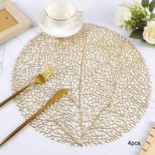 1pc/4pcs/6pcs/8pcs Circular Hollow Hot-Stamping PVC Heat-Insulation Non-Slip Mat, Hotel & Restaurant Decor Insulation Placemats - PP Round Placemat - View 13