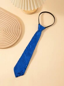 1pc 35cm Sequin Zipper Tie, Adjustable Unisex Student Shiny Tie For Daily Wear, Party, Performance, School Uniform, Holiday Show