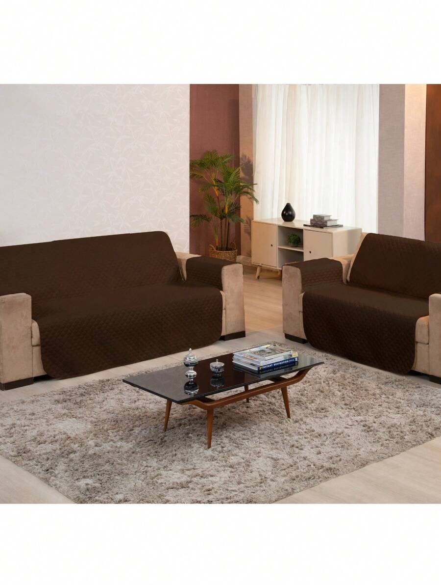 3 And 2 Seater Sofa Protector Single Sided With Ultrasonic Design Franciele - Rỉ Nâu - Xem 1