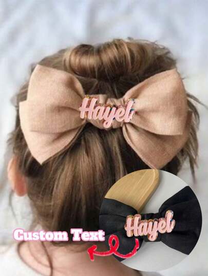 Customized Name Kids Acrylic Cute Bow Hair Clips, Party & Supplies Back To School Winter Gift Ideas Boy Girl Valentine's Day