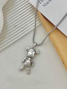 Men's 1pc Anti-War & Peace Bear Unisex Hip Hop Long Pendant Necklace, For Jewelry Gift And Party