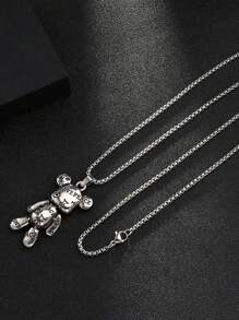 Men's 1pc Anti-War & Peace Bear Unisex Hip Hop Long Pendant Necklace, For Jewelry Gift And Party