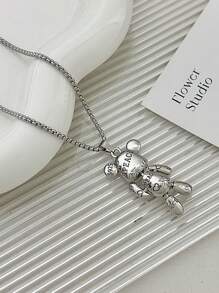Men's 1pc Anti-War & Peace Bear Unisex Hip Hop Long Pendant Necklace, For Jewelry Gift And Party