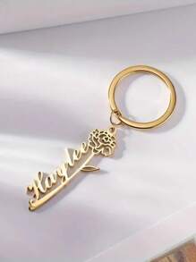 1 pièce Porte-clés personnalisé avec design floral et nom personnalisé en acier inoxydable, convient pour un cadeau de fête des mères, un cadeau d'anniversaire pour une seule personne, un cadeau de la Saint-Valentin pour la petite amie, la mère, un cadeau de remise des diplômes, un cadeau de Noël - Multicolore - Voir 6