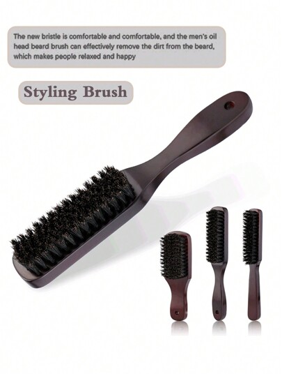 2/1pc Mane Brush, Styling Beard Brush, Hair Cutting And Cleaning Neck Brush, Suitable For Men And Hairdressers - Medium And Hard Bristles Are Suitable For Thick And Rough Hair, Men's Combs Are Suitable For Smooth, Slippery, Faded, Beard, 360 Degree Wave Styling, Polishing And Hair Letting Down, Creating Fashionable Men's And Women's Hairstyles