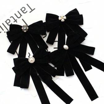 1 件天鹅绒蝴蝶结胸针，多功能黑色服装配饰连衣裙配饰别针，适用于衣服包包饰品学校办公室配饰衬衫夹克珠宝圣诞节万圣节衣服别针有趣可爱的教师礼物