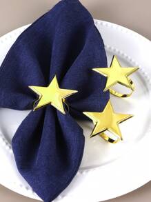 2/4/6 Stück, Stern Mond Servietten-Ring Kombinationsset, Al-Adha Servietten-Clips zum Dekorieren des Esstisches, goldener Mond Serviettenhalter