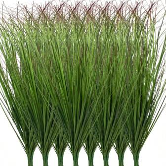 12/24Pcs Artificial Grass Plants, Faux Shrubs Wheat Grass, Artificial Tall Grass Fake Plants For Outdoor Decor,Artificial Greenery Stems For Room Indoor Home Decor(Green Red Tail)