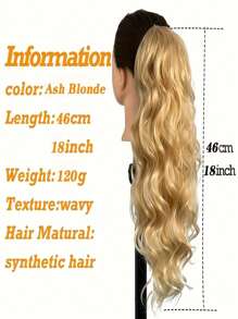 Drawstring Ponytail Extension, 18 Inch Long Wavy Ponytail Hair Extensions For Women Synthetic Clip In Pony Tails Hairpieces Girls Daily Party Halloween - Multicolor - View 5