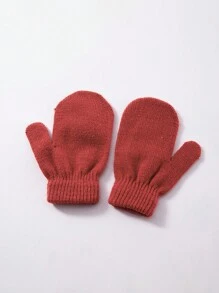 1pair Kids Plain Knit Mittens Gloves, Outdoor Cold Proof Casual Versatile Winter Warm Gloves - Children's Knitted Gloves - View 29