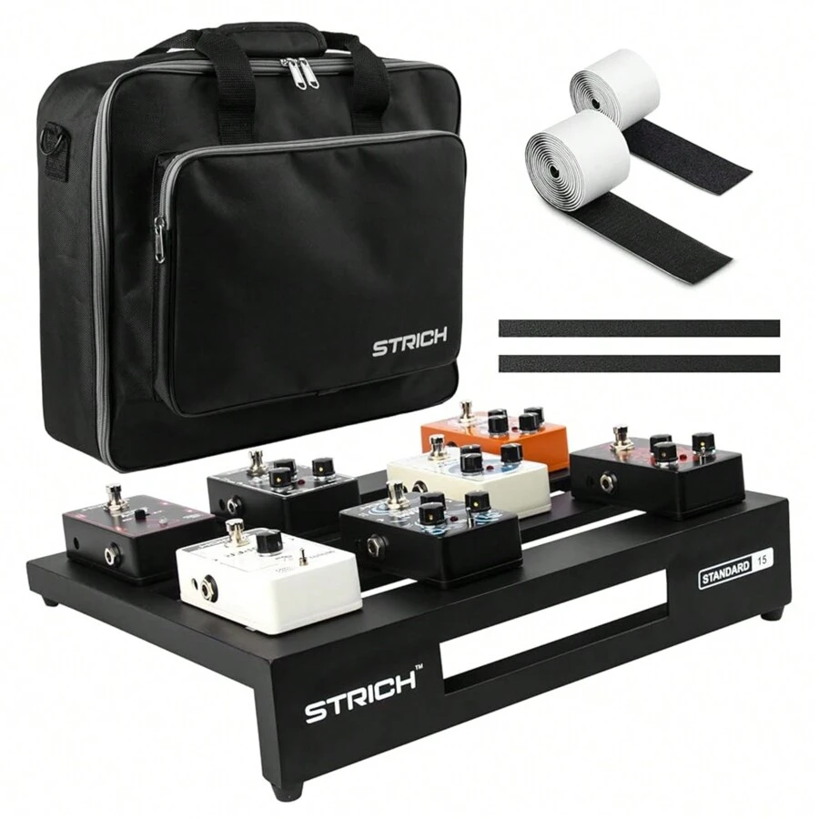 STRICH Guitar Pedal Board Aluminum Alloy 1.82lb Super Light Small Effect Pedalboard 15'' X 11.8'' With Carry Bag, STANDARD 15 - 4 Row - màu đen - Xem 1