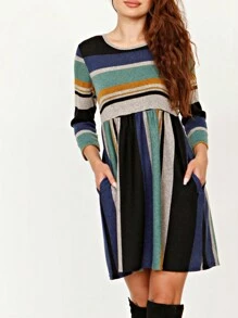 Boho Retro 90s Stripe Plaid Olive Mustard Red Gingham Red Blue Yellow Square Neck Sleeveless Ruffle Dress - Màu xanh bạc hà - Xem 2
