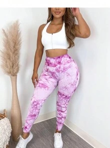 Summer Workout Tie Dye Seamless High Waisted Workout Leggings Women Scrunch Butt Lifting Yoga Gym Athletic Pants