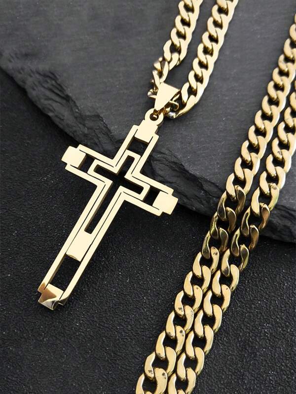 Collar de cadena de acero inoxidable estilo Hip Hop 2025, collar colgante largo en color dorado/plateado/negro para mujer/hombre, regalo de pareja para ocasiones festivas, accesorios religiosos