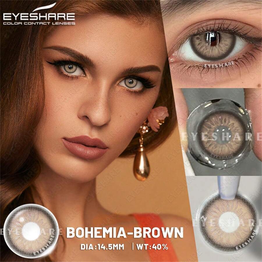 Eyeshare farbige Kontaktlinsen für Augen, 1 Paar blaue Kontaktlinsen, braune Hochwertige