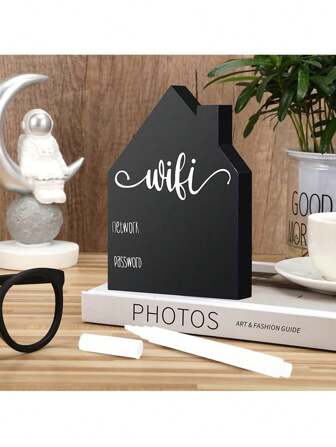 WiFi Password Sign Wooden Table WiFi Sign Freestanding Sign With Board Erasable Pen Chalkboard Style Freestanding Sign For Home Business Centerpieces Decor Best Gifts Birthday Graduation