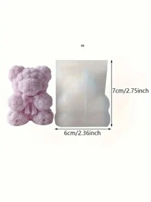 1 pieza Molde de silicona con diseño de oso de peluche con mariposa 3D y rosa, apropiado para velas perfumadas, perfecto para decoración de habitación en el Día de San Valentín, manualidades - Blanco - Ver 3