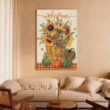 1Pc Framed Canvas Poster, Sunflower Basket Flag Wall Art Canvas Paintings, Ideal Gift For Bedroom Living Room Corridor, Wall Art, Wall Decor, Winter Decor, Room Decoration