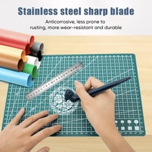 Dụng cụ cắt thủ công thước tam giác chính xác - Lưỡi dao bằng thép không gỉ xoay 360° - Dụng cụ cắt thủ công siêu sắc dành cho đồ thủ công bằng giấy, khuôn in vinyl và các dự án làm sổ lưu niệm - Nhiều màu - Xem 1