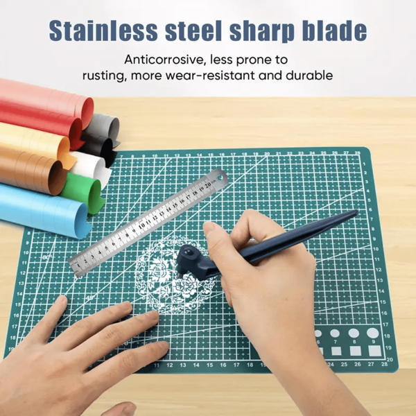 Dụng cụ cắt thủ công thước tam giác chính xác - Lưỡi dao bằng thép không gỉ xoay 360° - Dụng cụ cắt thủ công siêu sắc dành cho đồ thủ công bằng giấy, khuôn in vinyl và các dự án làm sổ lưu niệm