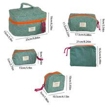 Bolsa de maquillaje a cuadros clásica, estuche para cosméticos con cremallera blanda y estampado de tela, organizador de tocador de viaje de gran capacidad con patrón a cuadros sencillo