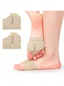1 par de mangas para el metatarso, calcetines insertables para el entrenamiento de la planta del pie, protector para la parte inferior del pie, almohadilla para el pie de ballet y danza latina - Albaricoque - Ver 1