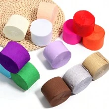 1卷/25米,4.5厘米宽,彩色皱纹纸,手工石纹水墨浮染纸,DIY鲜花包装设计卷,气球丝带,礼品包装,派对装饰材料 - 彩色 - 查看 8