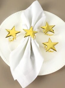 2/4/6 Stück, Stern Mond Servietten-Ring Kombinationsset, Al-Adha Servietten-Clips zum Dekorieren des Esstisches, goldener Mond Serviettenhalter