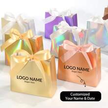 20pcs 11.5x4.5x10cm Mini Paper Bags With Customized Letters & Texts, White, Brown, Gold, Suitable For Packaging Small Gifts Like Chocolates, Candies, Soaps, Essential Oil Soaps, Handicrafts. Suitable For Various Festivals, Parties, Weddings, Anniversaries, Or Small Business Product Packaging. Stylish, Adorable, High-Quality Custom, Personalized, Unique Ideal Gifts For Her Boyfriend, Girlfriend, Dad, Mom, Family, Friends, Son, Daughter, School Students, Kids For Anniversaries, For Birthdays School, Office, Home
