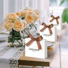 20pcs 11.5x4.5x10cm Mini Paper Bags With Customized Letters & Texts, White, Brown, Gold, Suitable For Packaging Small Gifts Like Chocolates, Candies, Soaps, Essential Oil Soaps, Handicrafts. Suitable For Various Festivals, Parties, Weddings, Anniversaries, Or Small Business Product Packaging. Stylish, Adorable, High-Quality Custom, Personalized, Unique Ideal Gifts For Her Boyfriend, Girlfriend, Dad, Mom, Family, Friends, Son, Daughter, School Students, Kids For Anniversaries, For Birthdays School, Office, Home