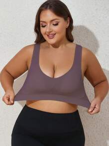 Plus Size Women Sports Bra With Shock Absorption, Breathable, Wide Strap, Removable Pads, U-Back, Yoga Running Activewear Bra