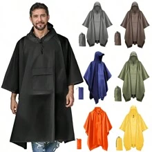 2 pièces/set Ponchos de pluie avec capuche et poches, Imperméable portable multifonction 3 en 1, Cape en PU imperméable, coupe-vent et anti-poussière, convient pour la randonnée, les voyages, le camping, la pêche, taille unisexe, plusieurs couleurs disponibles (sac de transport + imperméable avec poches)