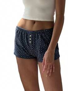 Women's Summer Casual Pajama Shorts Loose Lounge Shorts - 藍色 - 查看 1