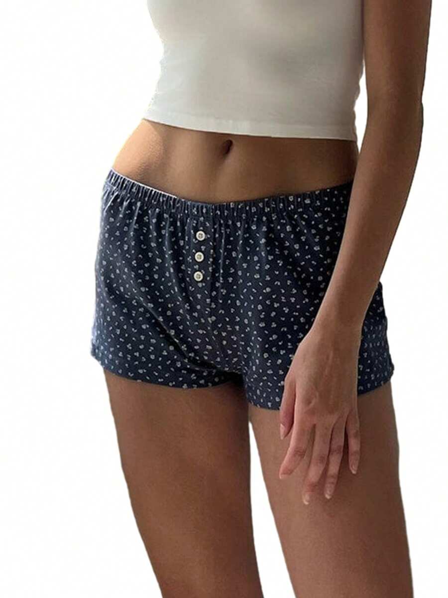 Women's Summer Casual Pajama Shorts Loose Lounge Shorts - 藍色 - 查看 1
