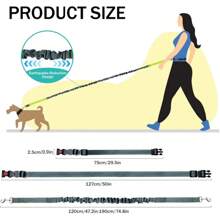 Explosion-Proof Nylon Retractable Dog Leash With Adjustable Waist Belt, Multi-Function Dog Walking & Running Leash With Elastic - Black - View 2