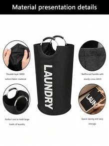 1pc Large Laundry Hamper, Standing Laundry Hamper, Laundry Bag With Padded Handle, Laundry Hampers For Bathrooms, Laundries, Colleges, Collapsible Laundry Bag, Freestanding Tall Clothes Hamper, Collapsible Laundry Bin Dress Pants Shoes Jeans Boots Skirt Laundry Hamper, Washing Basket Bathroom Organizer, Basket, Storage Basket, Foldable Laundry Basket