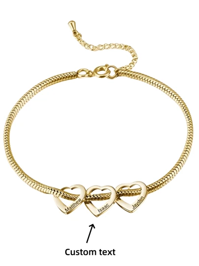 1pc Custom Heart Engraved Stainless Steel Bracelet, Personalized Name And Date Curved Name Tag, Elegant Holiday Gift Mother's Day Birthday Gift Valentine's Day Gift Is For Girlfriend Mom Graduation Christmas Gift