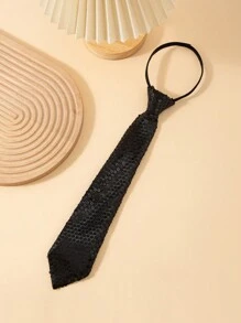 1pc 35cm Sequin Zipper Tie, Adjustable Unisex Student Shiny Tie For Daily Wear, Party, Performance, School Uniform, Holiday Show