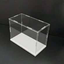 1pc Transparent And White Acrylic Collectibles Display Cabinet - Dustproof Storage Box, Suitable For Statues, Models, Dolls - Art Storage Display Stand