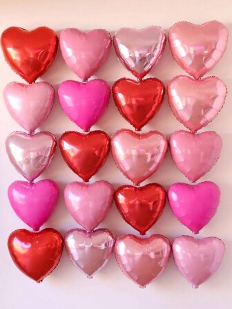 26pcs 18-Inch Red, Pink, Rose Gold Foil Heart-Shaped Balloons, Suitable For Gifts, Decorations, Engagements, Weddings, Parties, Anniversaries, Bachelorette, Birthdays, Confessions, Romantic Decor