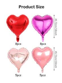 26pcs Heart Shaped Balloons - 18 Inch Red, Pink, Rose Gold Foil Heart Balloons, Suitable For Engagement, Wedding, Party Supplies, Anniversary, Bachelorette Party, Birthday, Confession, Romantic Decoration, Valentine's Day - Multicolor - View 3