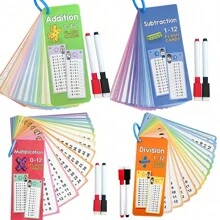 Lachilly Conjunto de Cartões de Aprendizagem de Matemática - 0-12 Adição Subtração Multiplicação Divisão Cartões Manipulativos de Matemática para Crianças, Treinamento de Matemática Auxiliares de Aprendizagem Jogos para Estudantes Cartão de Matemática Educacional Cartão Flash