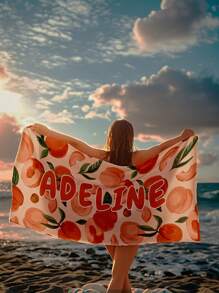 1 件定制沙滩巾、速干游泳巾、舒适沙滩巾、时尚泳池巾、自定义名称、水果、桃子、可爱、花式、复古、漂亮的瑜伽垫、沙滩配件、母亲节、生日、儿童节、父亲节、毕业典礼、婚礼、乔迁之喜浴室、客厅、卧室、家居夏季浴室装饰的必备节日礼物 - 款式1 - 查看 3