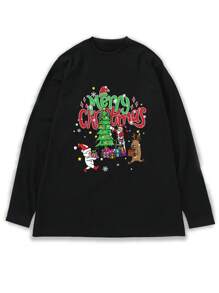 男士时尚唇印长袖 T 恤，秋季 - 黑色 - 查看 2