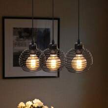 ZMH Pendant Light Dining Table Hanging Lamp Vintage: Black Dining Table Lamp E27 Dining Room Lamp Retro Kitchen Industrial Hanging Light Metal Pendant Lamp For Dining Room Living Room Study Restaurant Office