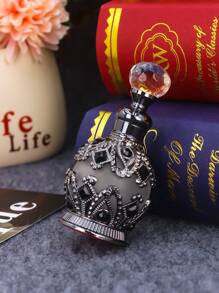 15 Ml Beautiful Vintage Round Enameled Glass Perfume Bottle, Refillable Essential Oil Container, Must-Have Accessory For Holiday Travel, Perfume And Essential Oil Dispenser Bottle, (No Perfume, Empty Bottle Only) + Essential Oil Refill Gift Set